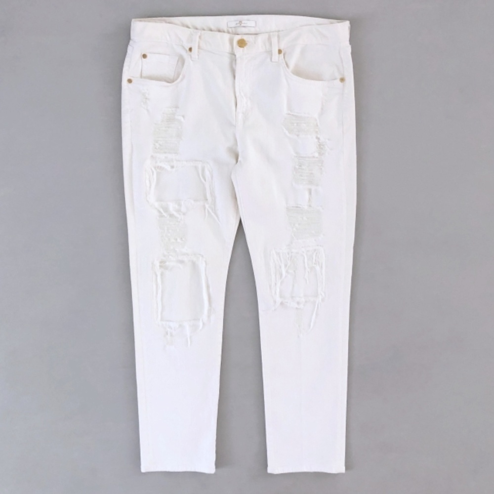 7 For All Mankind Women's Ripped Tapered Jeans 31
